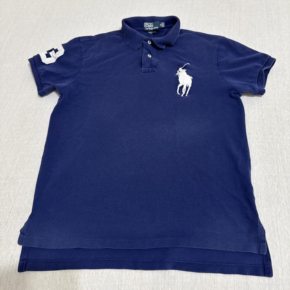 Polo Ralph Lauren Polo Shirt Large Men’s Custom Fit Medium Big Pony Logo Navy